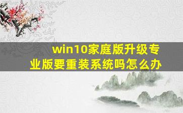 win10家庭版升级专业版要重装系统吗怎么办