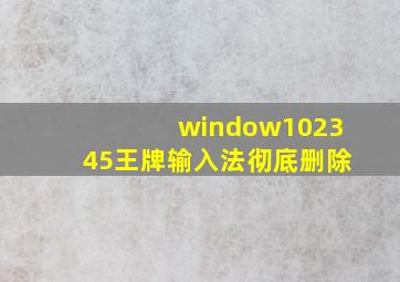 window102345王牌输入法彻底删除