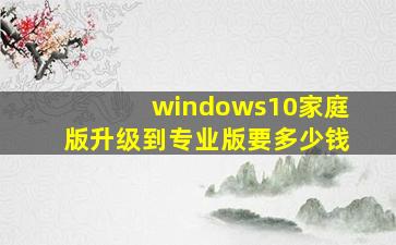 windows10家庭版升级到专业版要多少钱