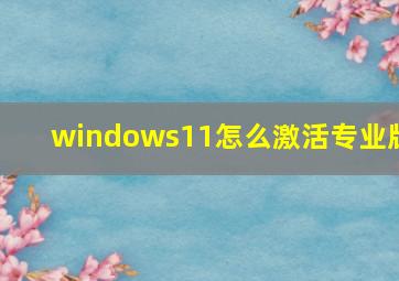 windows11怎么激活专业版