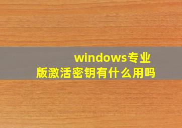 windows专业版激活密钥有什么用吗