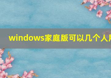 windows家庭版可以几个人用