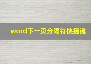 word下一页分隔符快捷键