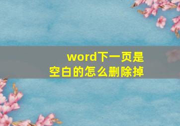 word下一页是空白的怎么删除掉