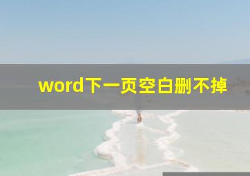 word下一页空白删不掉