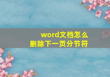 word文档怎么删除下一页分节符