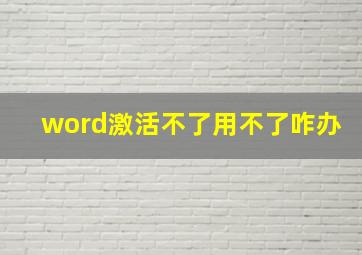 word激活不了用不了咋办