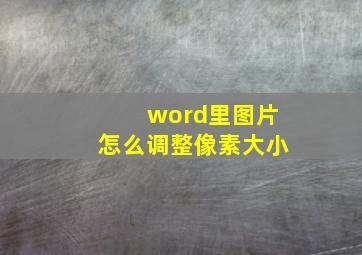 word里图片怎么调整像素大小