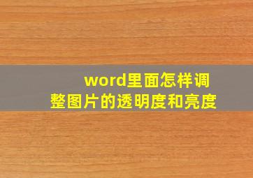 word里面怎样调整图片的透明度和亮度