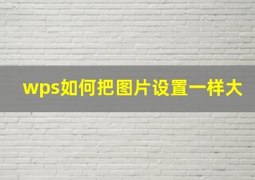 wps如何把图片设置一样大