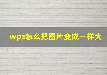 wps怎么把图片变成一样大