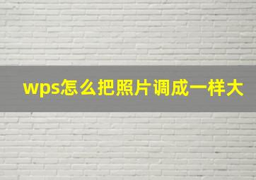 wps怎么把照片调成一样大