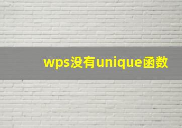 wps没有unique函数