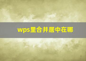 wps里合并居中在哪