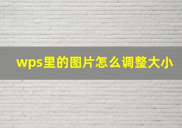 wps里的图片怎么调整大小