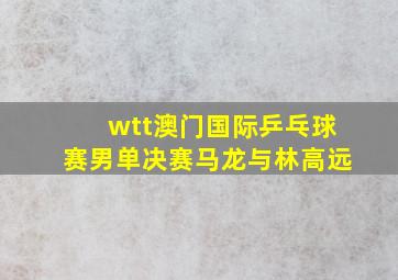 wtt澳门国际乒乓球赛男单决赛马龙与林高远