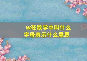 w在数学中叫什么字母表示什么意思