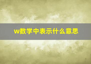 w数学中表示什么意思