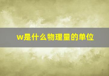 w是什么物理量的单位