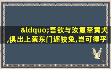 “吾欲与汝复牵黄犬,俱出上蔡东门逐狡兔,岂可得乎!”