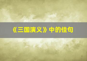 《三国演义》中的佳句