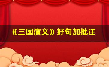 《三国演义》好句加批注