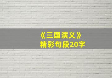 《三国演义》精彩句段20字