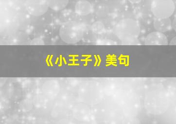 《小王子》美句