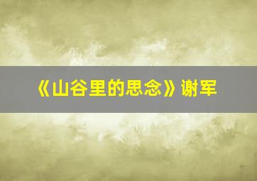 《山谷里的思念》谢军