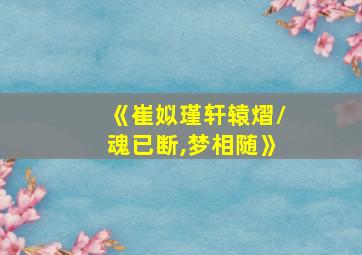 《崔姒瑾轩辕熠/魂已断,梦相随》