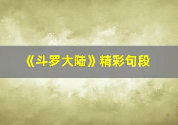 《斗罗大陆》精彩句段