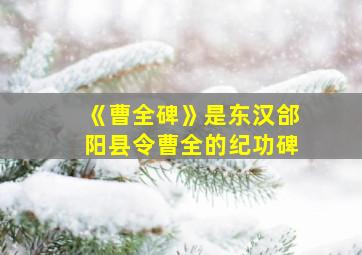 《曹全碑》是东汉郃阳县令曹全的纪功碑