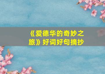 《爱德华的奇妙之旅》好词好句摘抄