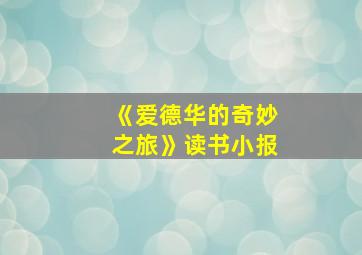 《爱德华的奇妙之旅》读书小报