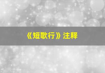 《短歌行》注释