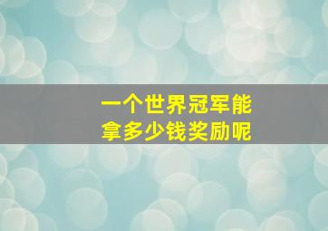 一个世界冠军能拿多少钱奖励呢