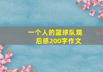 一个人的篮球队观后感200字作文