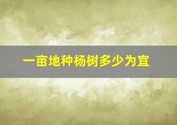 一亩地种杨树多少为宜