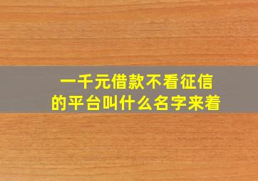 一千元借款不看征信的平台叫什么名字来着