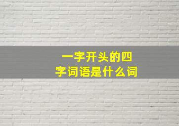 一字开头的四字词语是什么词