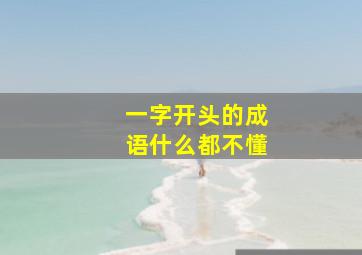 一字开头的成语什么都不懂