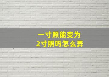 一寸照能变为2寸照吗怎么弄