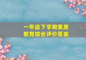 一年级下学期素质教育综合评价答案