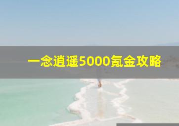 一念逍遥5000氪金攻略