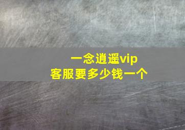 一念逍遥vip客服要多少钱一个