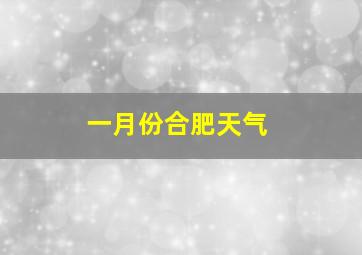 一月份合肥天气