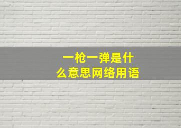 一枪一弹是什么意思网络用语