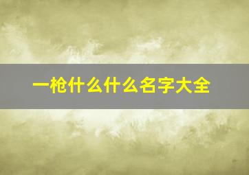 一枪什么什么名字大全