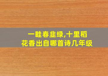 一畦春韭绿,十里稻花香出自哪首诗几年级