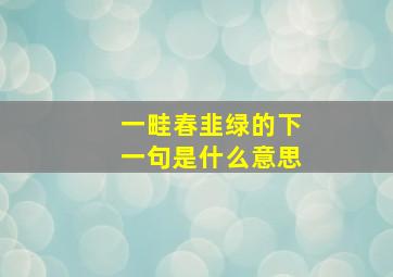 一畦春韭绿的下一句是什么意思